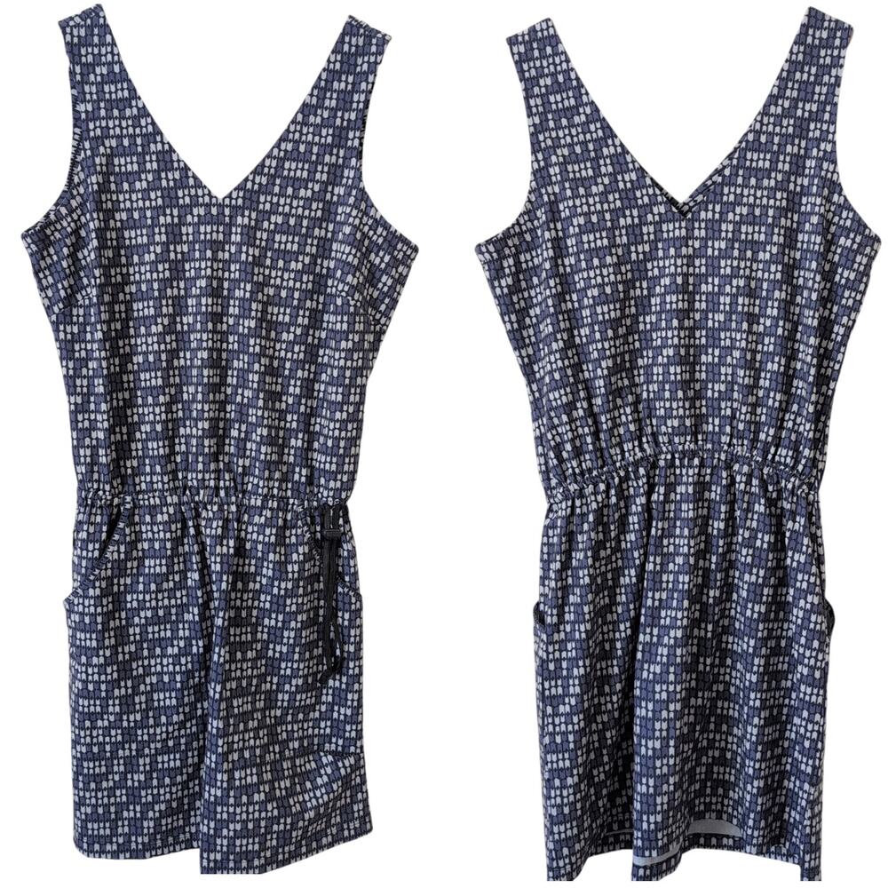 Toad&Co Liv Dress Women's Size Small Blue Geometric Athletic Hiking Outdoor